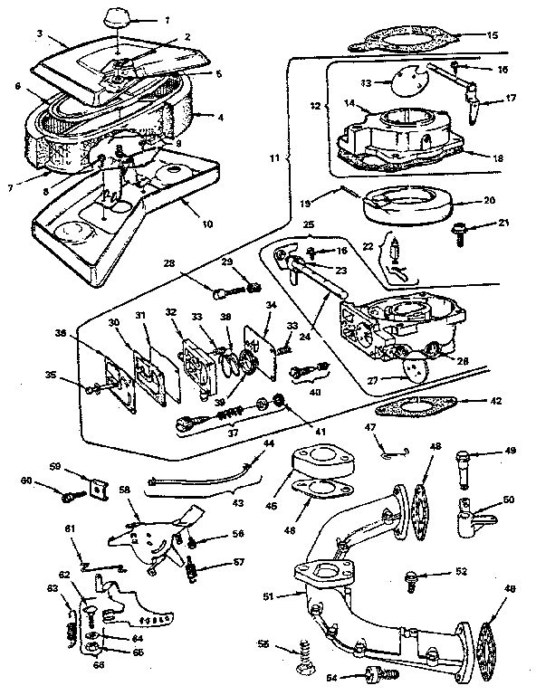 Air Cleaner And Carburetor Diagram and Parts List for 401700-401799 0138-01 Briggs and Stratton Engine